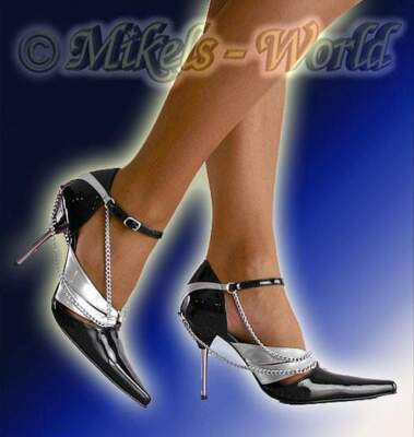 High heels - luxury paint black-silver star neckline