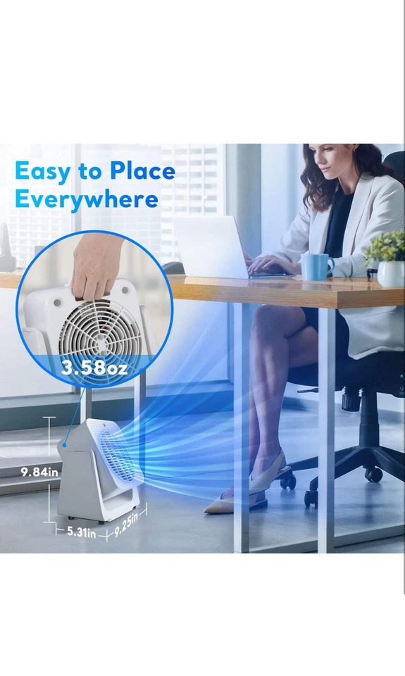 Calentador y Ventilador 2 en 1 con Modos de Calefacción Rápida y Ventilador, 45° Ajustable para Mesa us Foto 4 de 4