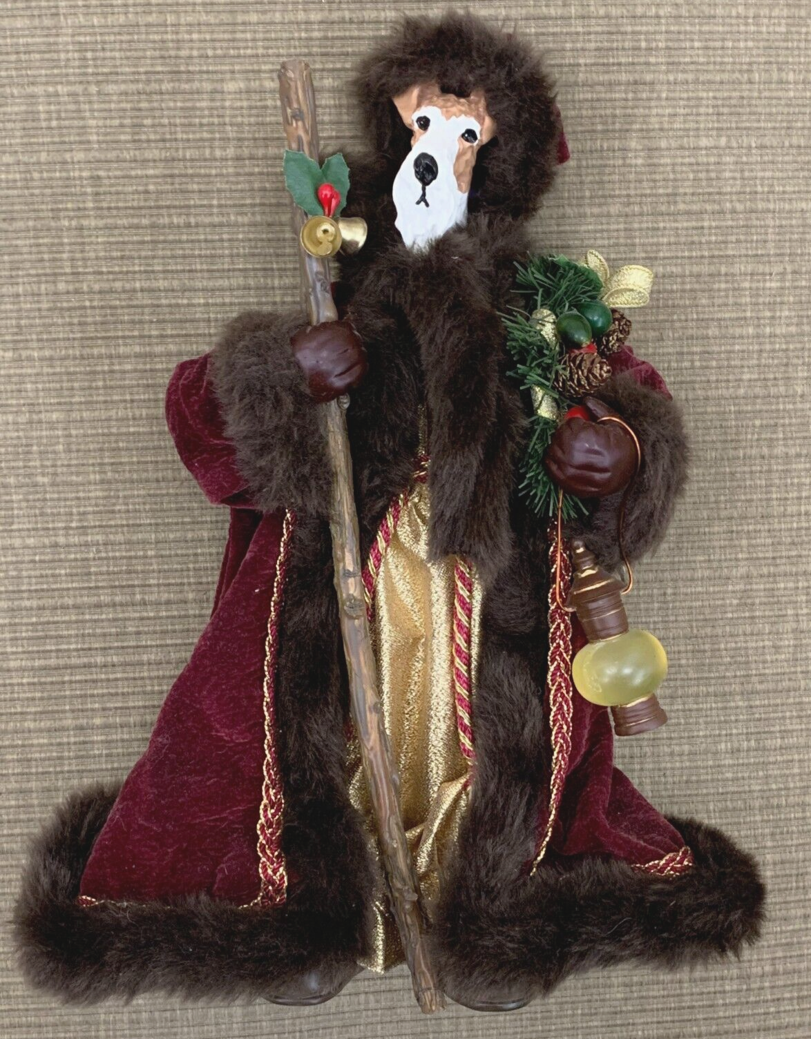 Vintage WIRE FOX TERRIER JACK RUSSELL Dog Santa Claus Canine Christmas Figurine