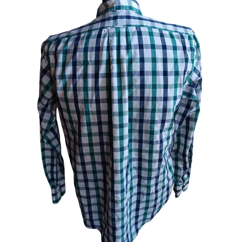 Camisa Oxford vintage Gant para hombre verde y azul a cuadros con botones talla 16-35 mediana Foto 4 de 4