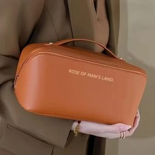 3-Piece Travel Cosmetic Makeup Bag Set, Toiletry Organizer Pouches Brown, White