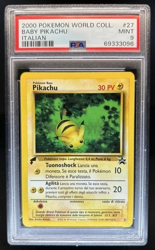 2000 Pokemon World Collection Italian Baby Pikachu #27 PSA 9 Mint