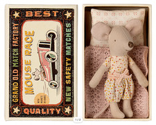 NEW Maileg Little Sister Mouse in Box Polka Dot Miniature Mouse Dollhouse Doll