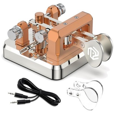 Lightweight Morse Code Key with Square Base - Red Silver\