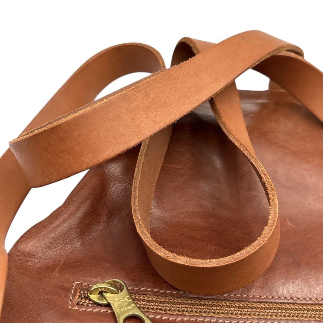 ILBISONTE Leather Backpack Triangular Shape Brown… - image 12