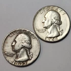 1955 P, D Washington Quarters, 90% Silver, Perfect For Coin Albums- Q-55BK