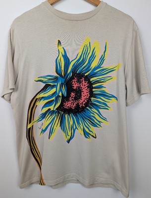 Paul Smith T-Shirt Herren Medium Creme Big Sunflower Floral Grafik Tee Baumwolle