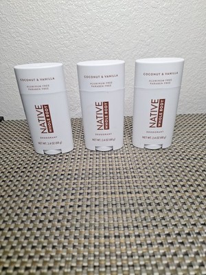 Native Whole Body Deodorant Coconut & Vanilla Aluminum & Baking Soda Free 3 Pack