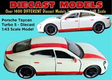 RED & WHITE PORSCHE TAYCAN TURBO S 1:43 SCALE DIECAST UNIQUE CUSTOM CODE 3 MODEL