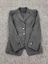 Giorgio Armani Blazer Women 42 Charcoal Gray Wool Career Jacket Made In Italy