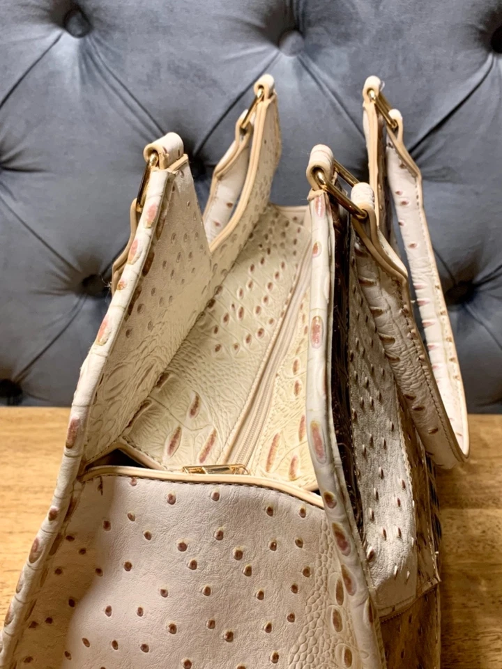 Cato Faux Alligator Bag Leather Preppy Academia Mob Wife Purse White Brown Tan - Image 3 of 4