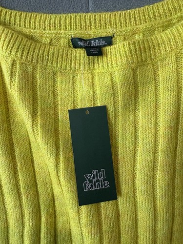 Wild Fable Damen gelb hellgrün Akzent ärmellos Crop Pullover Oberteil Gr. XXL - Bild 4 von 8