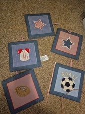 Lambs  Ivy Sports Soft Wall 5 Hangings Football Soccer Baseball Stars
