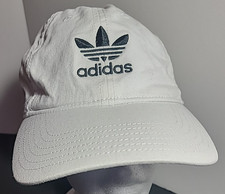 adidas Baseball Cap Hat Unisex One Size White Embroidered Logo Adjustable Strap