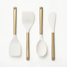 Figmint Silicone Kitchen Utensil Set Compact Champagne 4pc Steel/Nylon Utensils