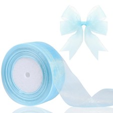 1.5 inch Sky Blue Sheer Organza Ribbon 50 Yards for Gift Wrapping Crafts