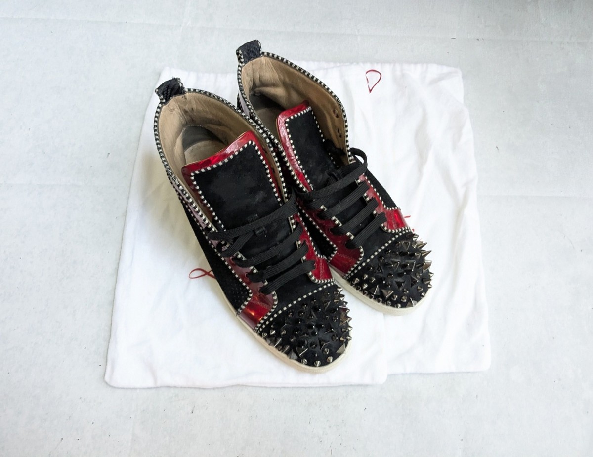 Christian Louboutin Pik Pik Sneakers Men 9 42 Black Red High Tops