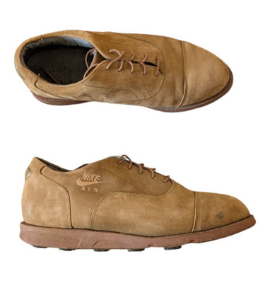 Vintage NIKE Air Golf Suede Leather Spiked Shoes Men s Size 9 Brown 90s Normcore
