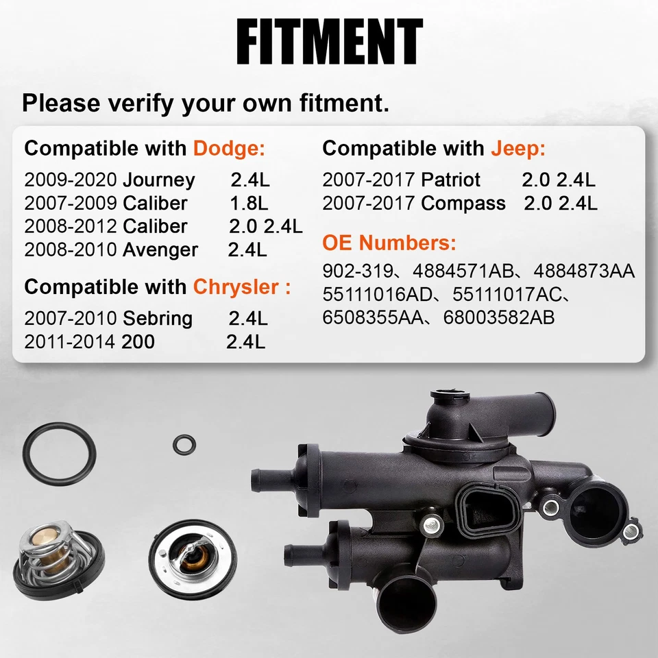 Thermostat Housing Cooling Water Outlet Assembly for Chrysler Dodge Jeep 902-319 Foto 3 de 4
