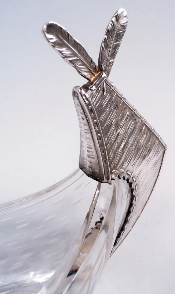 Antiguo plato de olivo 50 renacimiento colonial canoa india americana plata de ley Foto 3 de 4