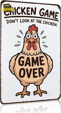 Funny Chicken Game Don'T Look at the Chicken Vintage Tin Sign for Home Farm Chic