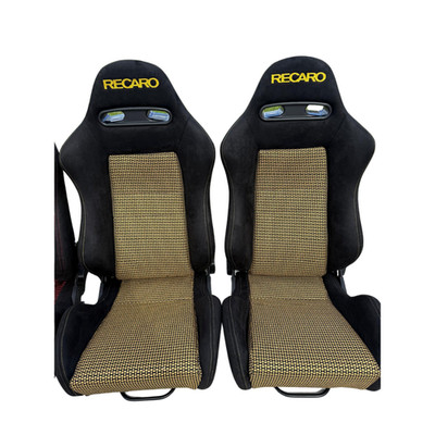 RECARO STYLE SR4 TOMCAT YELLOW BUCKET SPORT RACING SEATS (PAIR)