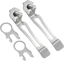 Stainless Steel Quick Release Multi-Tool Pocket Clip & Lanyard Ring Set (2)