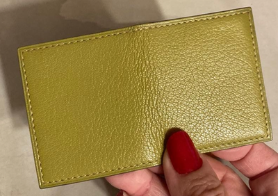 HERMES Paris Mini Photo Frame Green Leather Bi-Fold Small Picture