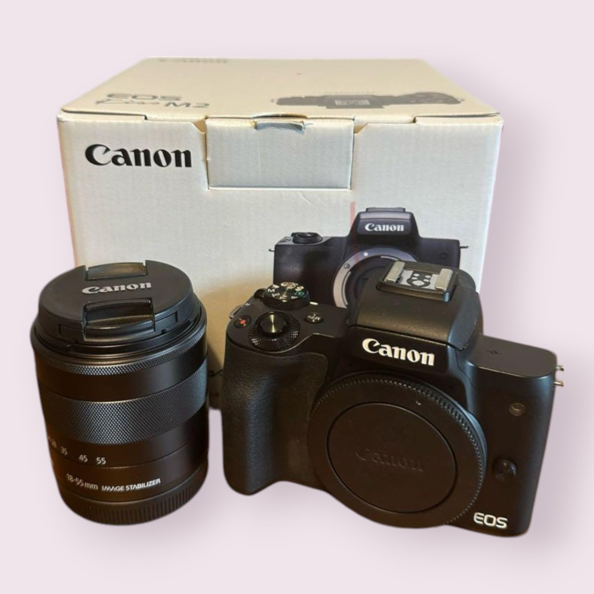Canon EOS Kiss M2 Black Mirrorless Camera Lens Kit - Like 
