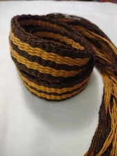 8825 Powder horn strap belt Old Gold And Dark Brown cotton 54" long x 1"