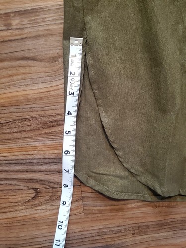 Sopliagon Damen Baumwolle und Leinen Hemd Kleid Freizeit Locker Maxi Small Grün - Bild 7 von 8