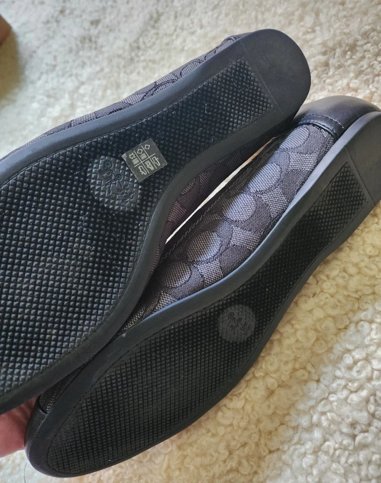 Bailarina plana COACH Chelsea negra gris firma talla 10 para mujer Foto 4 de 4