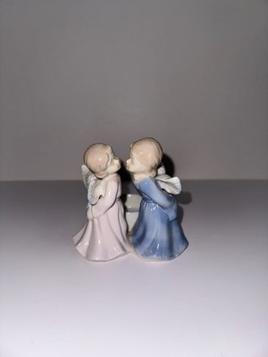 Kissing Angel Candle Holder Ceramic Figurine