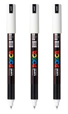 PC-1MR Water-Based Paint Markers, Extra Fine Tip 0.7mm , White, 3 Count