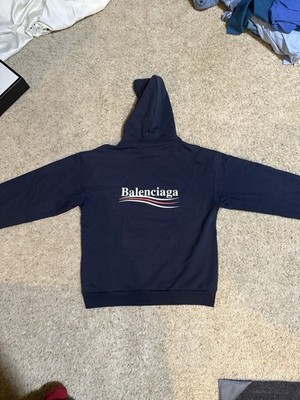 Used Balenciaga Campaign Hoodie Size S Navy Blue Men's Clothing  Only Worn Twice