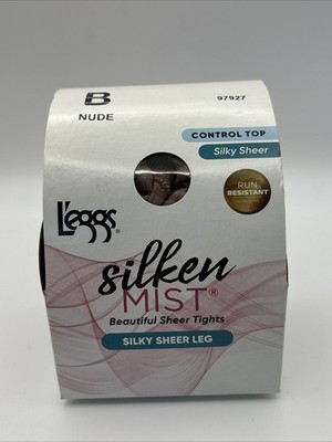 L eggs Silken Mist Silky Sheer Leg Tights Control Top, Size B Nude