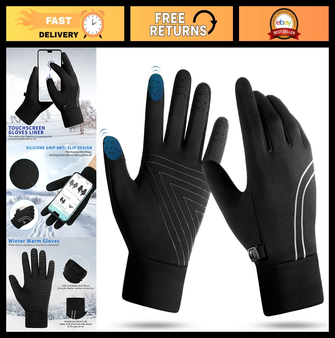 Winter Running Gloves for Men & Women - Lightweight Touchscreen Thermal Warmers
Opens in a new windo