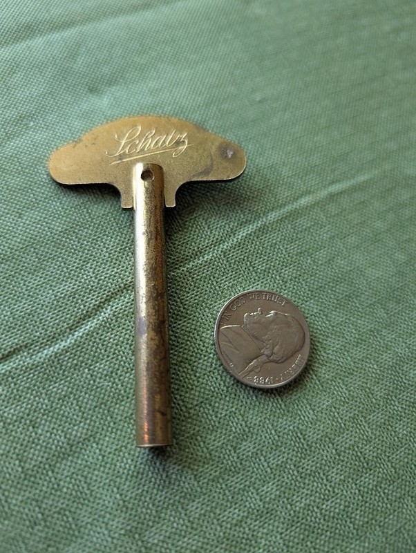 Vintage Schatz Clock Key 3" Long. 3mm Square.