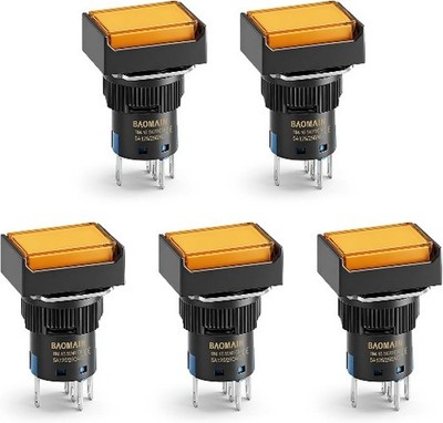 16mm 5 8 Inch 12V DC Momentary Push Button Switch LED Orange Rectangular Cap