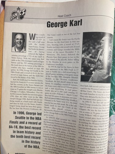 Seattle SuperSonics 1997-98 Hoop Gameday Media Guide Official NBA Sonics - Picture 4 of 5