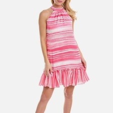 Trina Turk Halter pink white stripe dress NWT large Spring Graduation Events