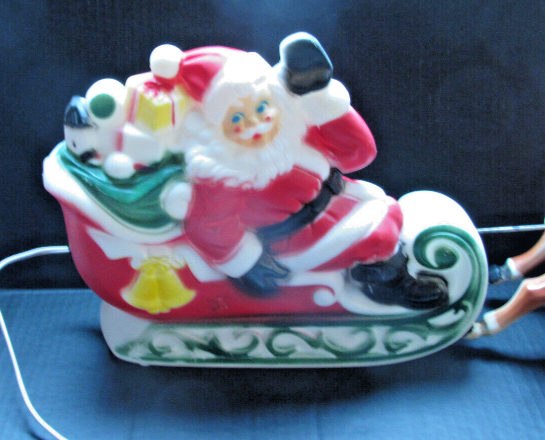 Vintage 1970 EMPIRE 24" Tabletop Santa Sleigh Lighted Blow Mold with 2 Reindeer eBay