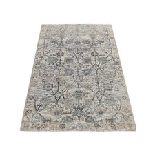 3' x 5'2" White Silk with Wool Tebraz Vase Design Hand Knotted Rug R78244