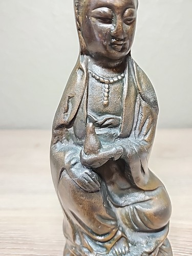 CHINESE BRONZE STATUE 18th C. QING DYNASTY KWANYIN GUANYIN BUDDHA Stamped Seal * - Picture 5 of 23