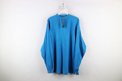 Deadstock Vintage 90s Streetwear Mens Medium Blank Mock Neck Long Sleeve T-Shirt