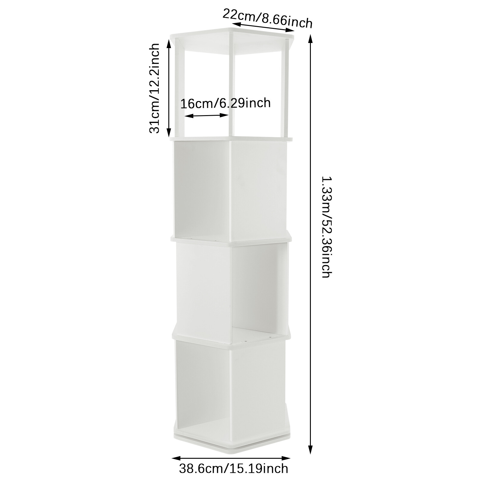 4-Tier Rotating Bookshelf 360° Display Floor Standing Revolving Bookshelf