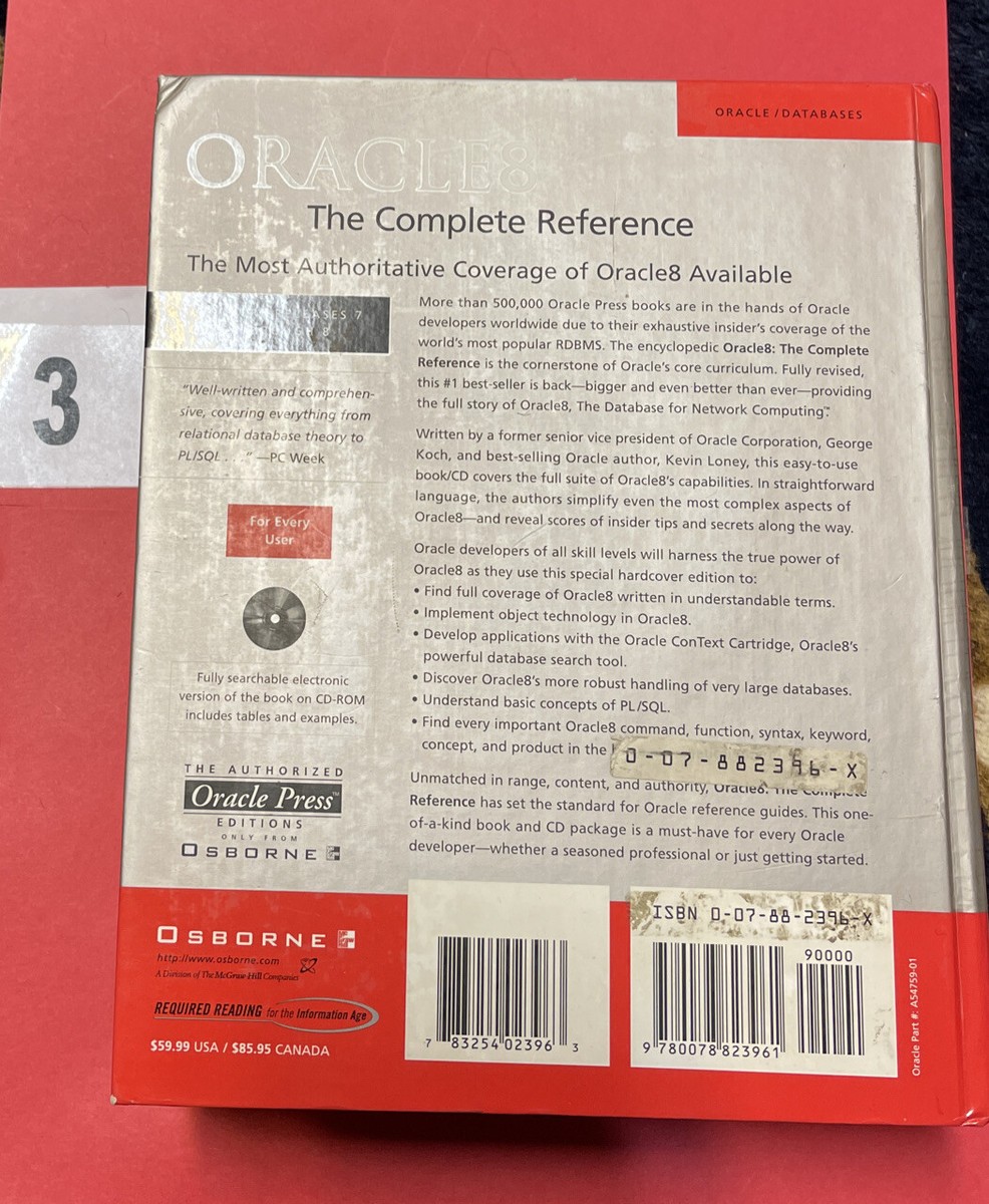 Oracle 8 The Complete Reference (Oracle Press) - Hardcover - GOOD