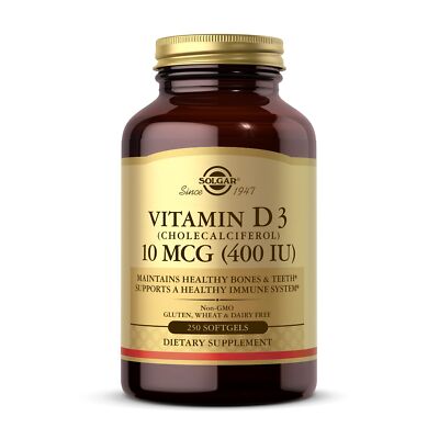 Solgar Vitamin D3 400 IU Softgels 250 Count for Healthy Bones and Immune Support