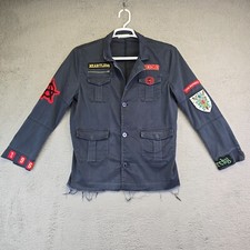 Elan Anarchy Patch Jacket Women’s L Button Up Biker Military Punk Grunge Rock