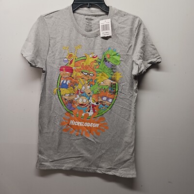 Nickelodeon Rugrats Catdod Hey Arnold Graphic Tee Shirt Size S Gray
